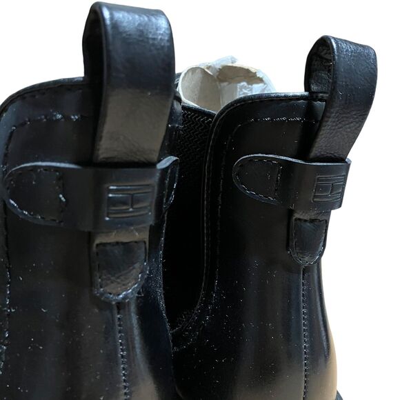 Tommy Hilfiger Chelsea Boots Mens 7 Black Leather‎ Slip On Dress Elastic Gore